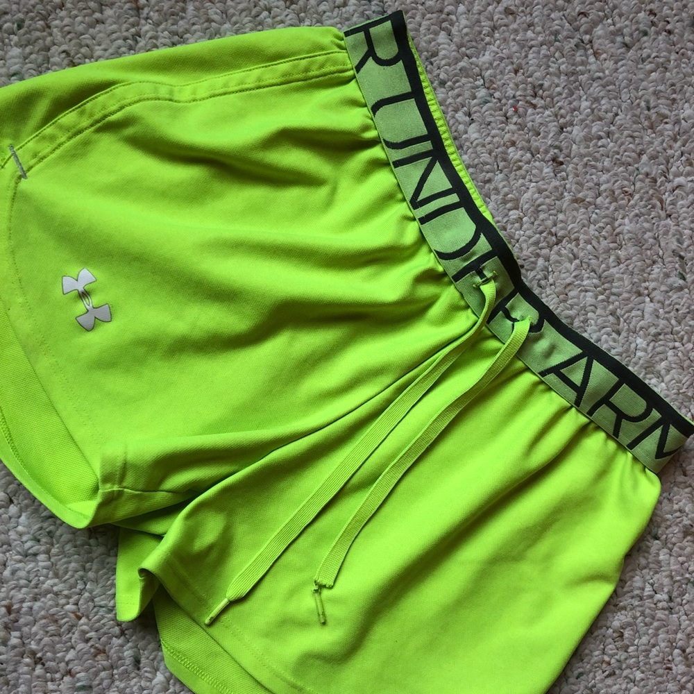 Highlighter yellow running shorts